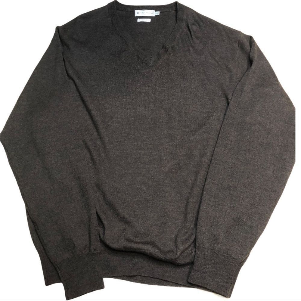 Coffee Color Peter Millar V Neck Sweater Large - Picture 2 of 7